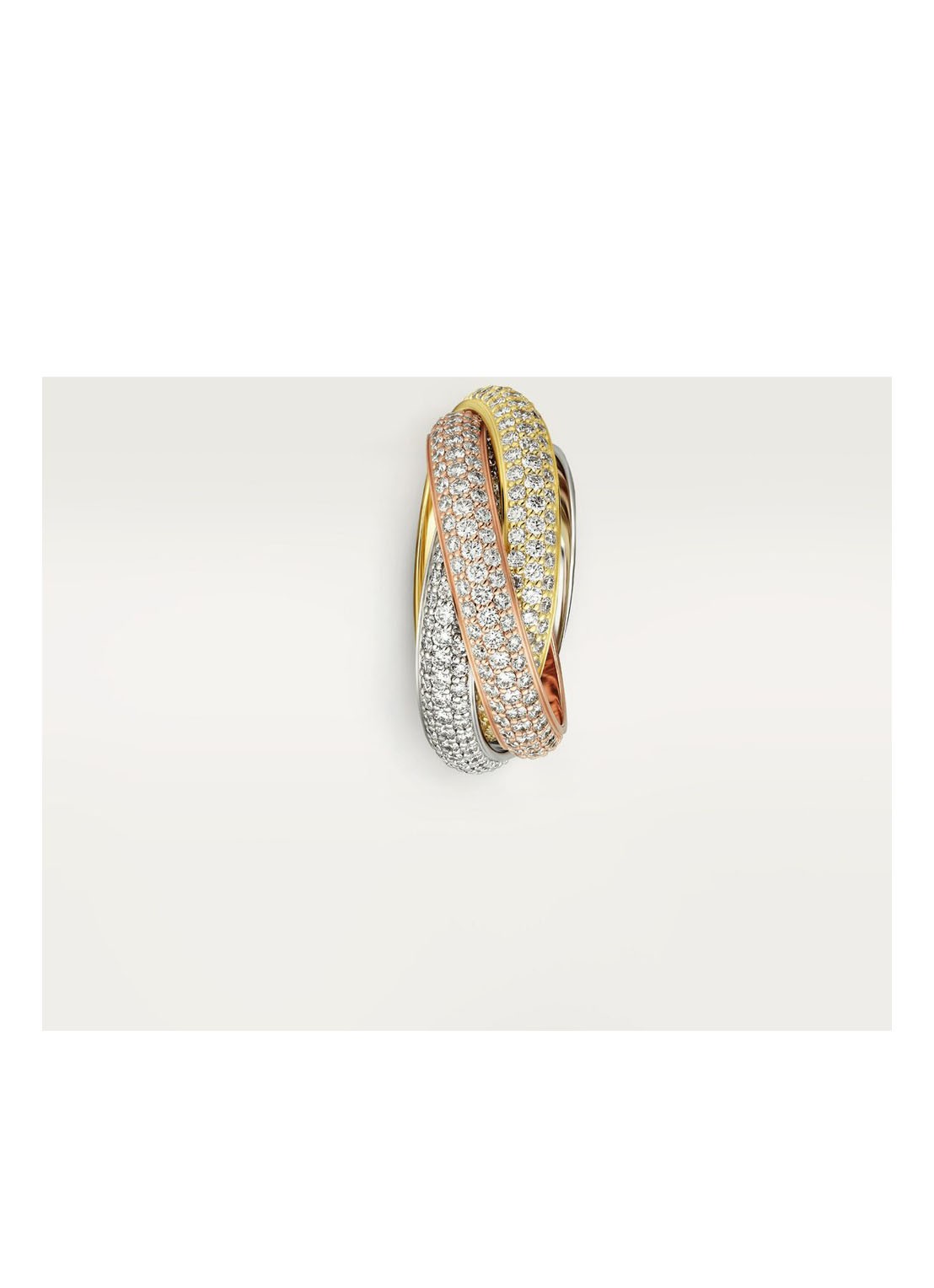 Cartier Trinity medium ring van 18 karaat wit-, rosé en geelgoud met diamanten CRN4210700 - detail 7 multicolor