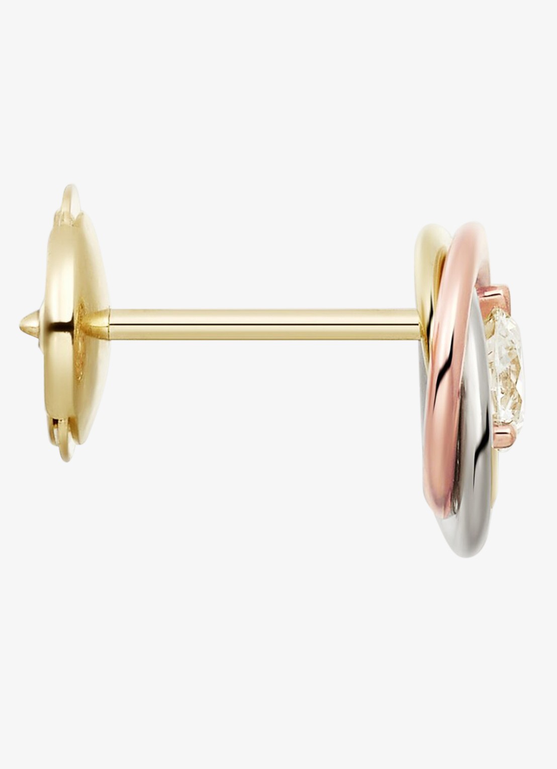 Cartier Trinity oorknopjes van 18 karaat rosé-, wit- en geelgoud met 1 diamant CRB8301459 - detail 4 multicolor