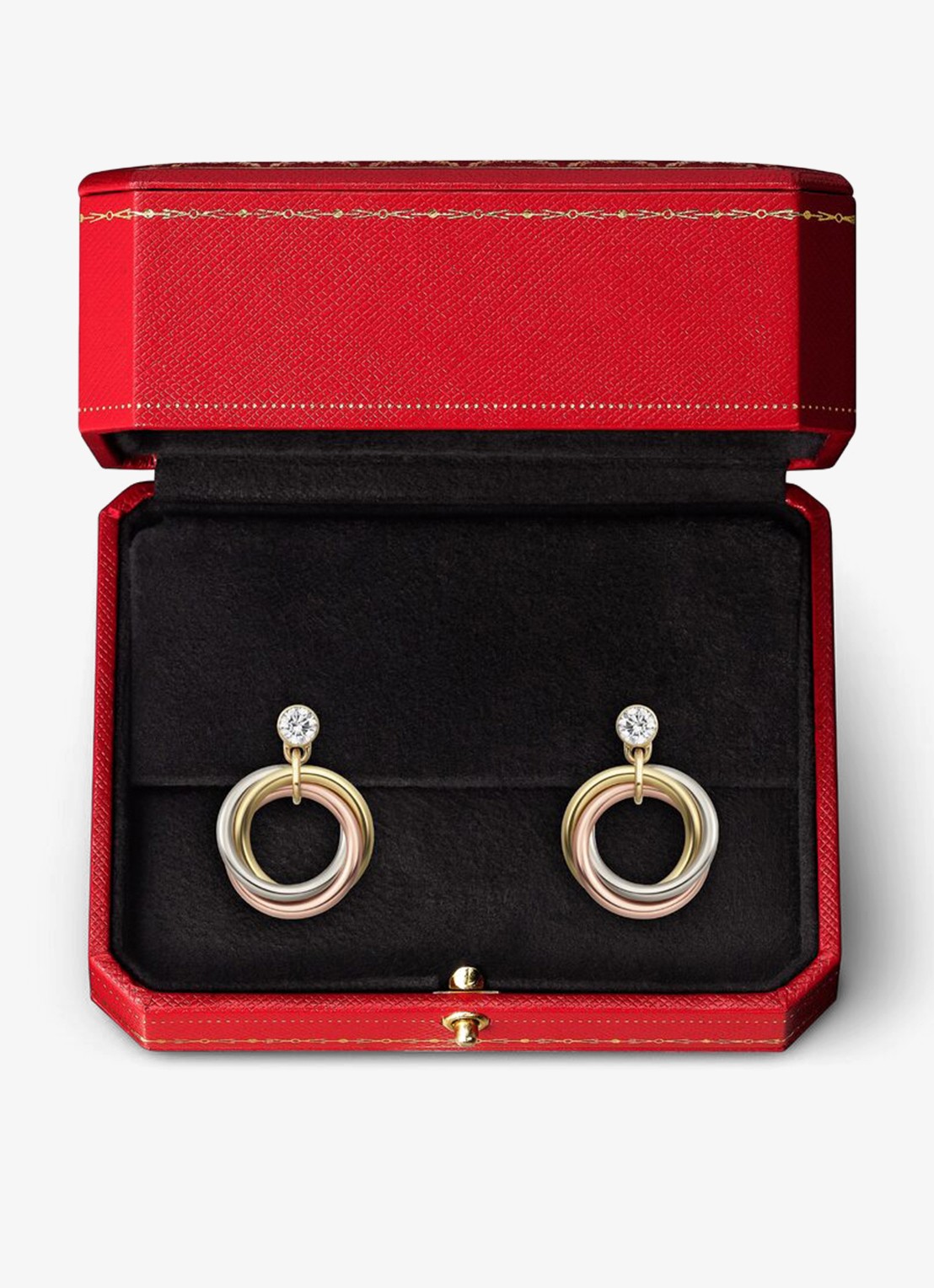 Cartier Trinity oorstekers van 18 karaat rosé-, wit-, en geelgoud met 1 diamant CRB8301462 - detail 6 multicolor