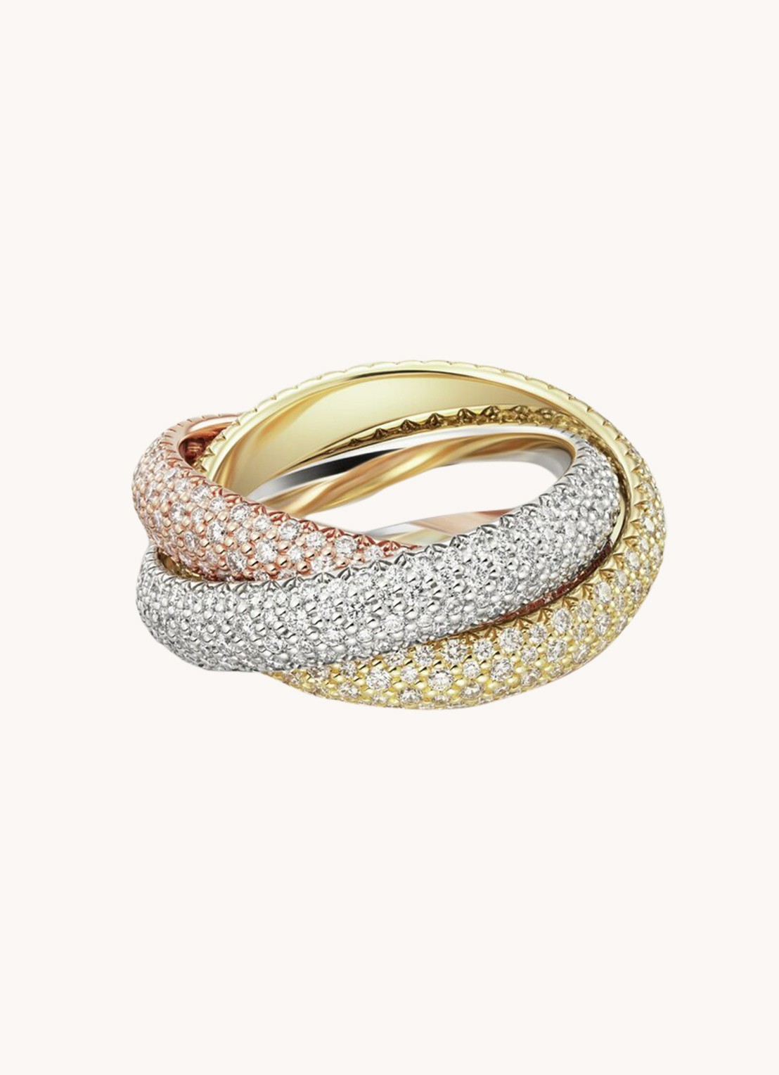 Cartier Trinity ring large van 18 karaat wit-, geel- en roségoud met diamant CRN4778300 - detail 4 multicolor