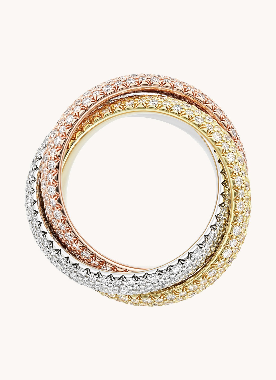 Cartier Trinity ring large van 18 karaat wit-, geel- en roségoud met diamant CRN4778300 - voorkant 2 multicolor