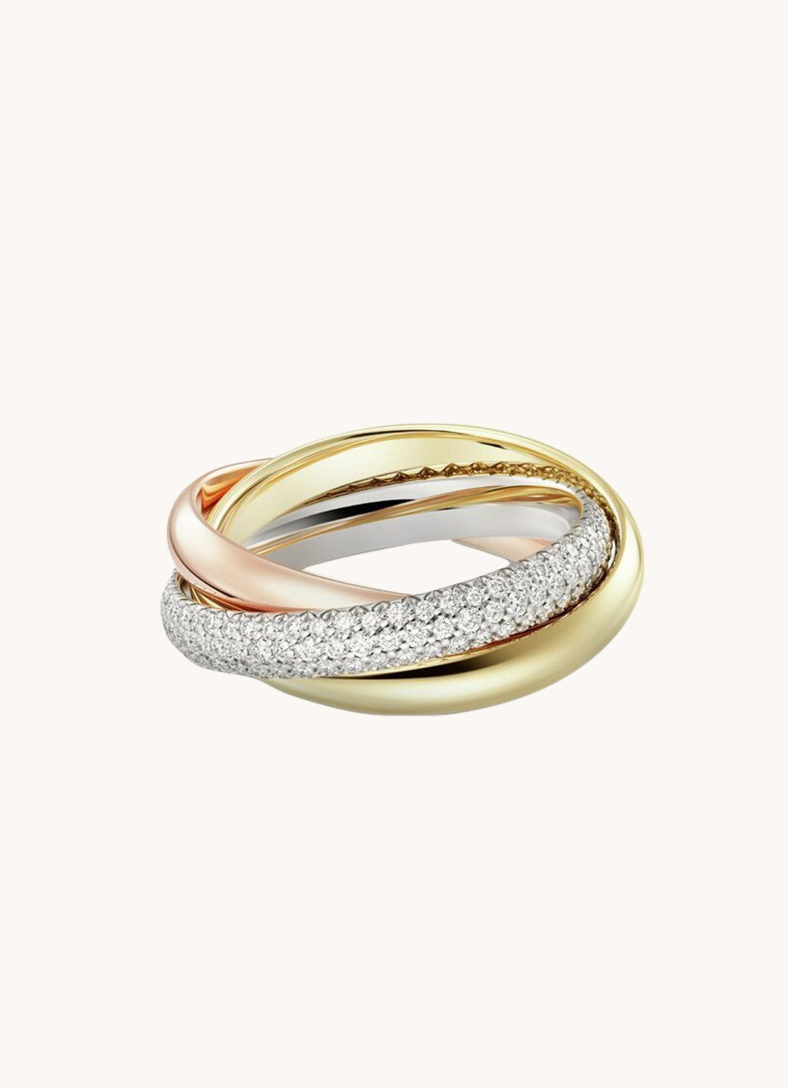 Cartier Trinity ring medium van 18 karaat rosé-, wit-, en geelgoud met diamant CRB4236000 - detail 2 multicolor