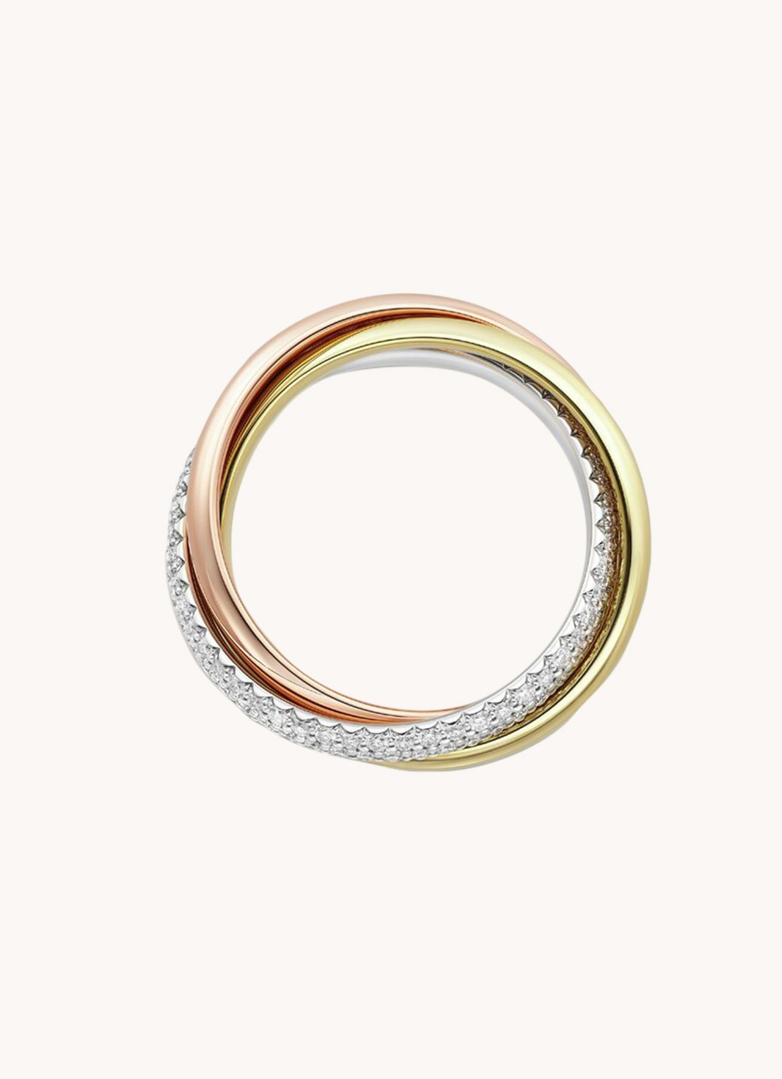 Cartier Trinity ring medium van 18 karaat rosé-, wit-, en geelgoud met diamant CRB4236000 - detail 4 multicolor