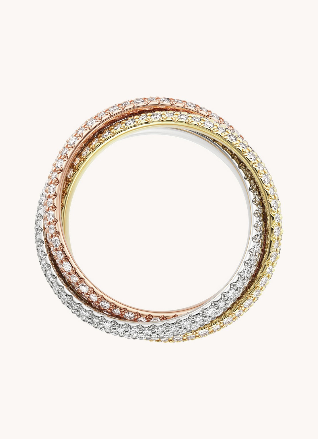 Cartier Trinity ring medium van 18 karaat rosé-, wit-, en geelgoud met diamant CRN4778200  - detail 3 multicolor
