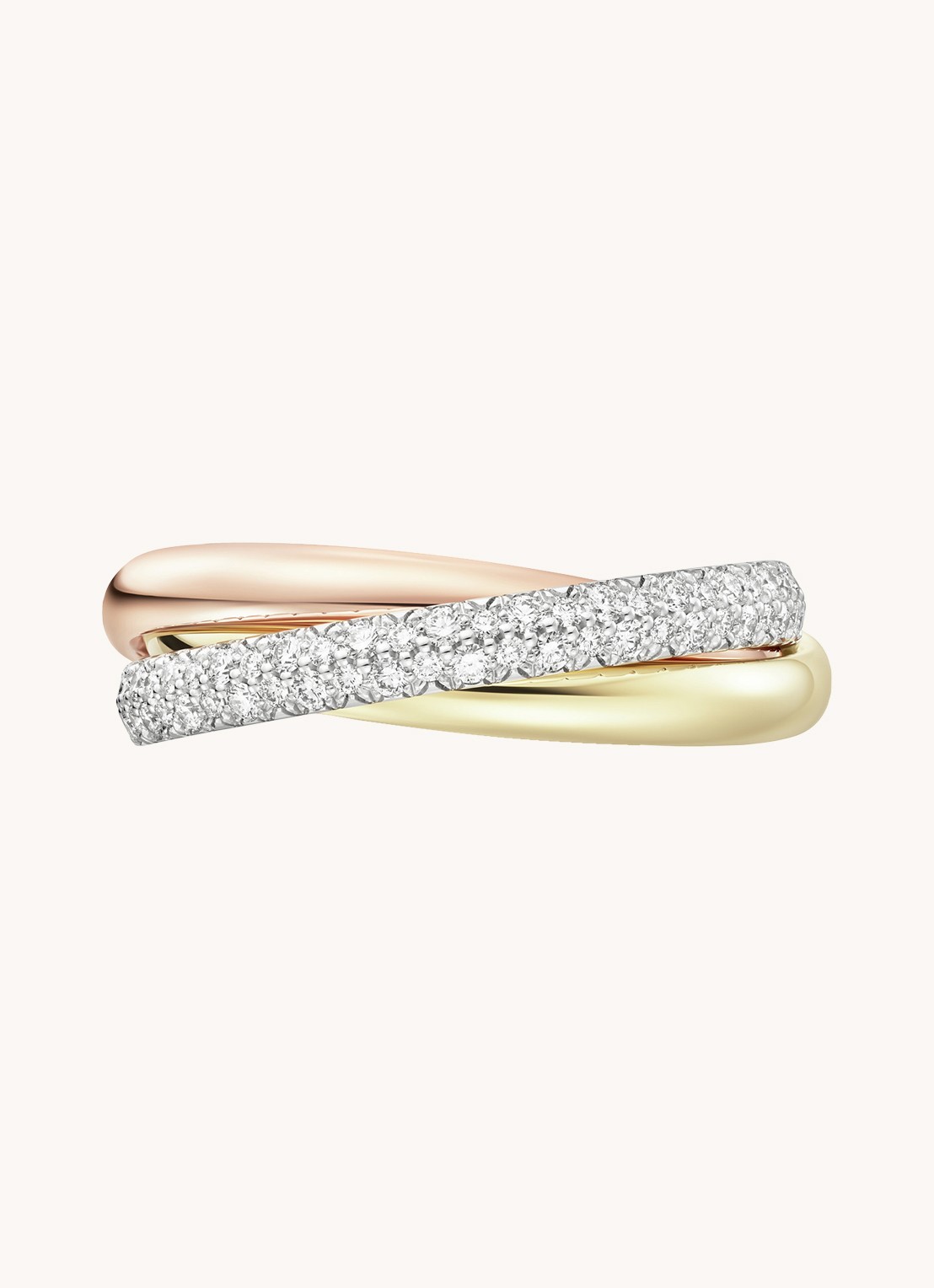 Cartier Trinity ring small van 18 karaat rosé-, wit-, en geelgoud met diamant CRB4235900  - detail multicolor
