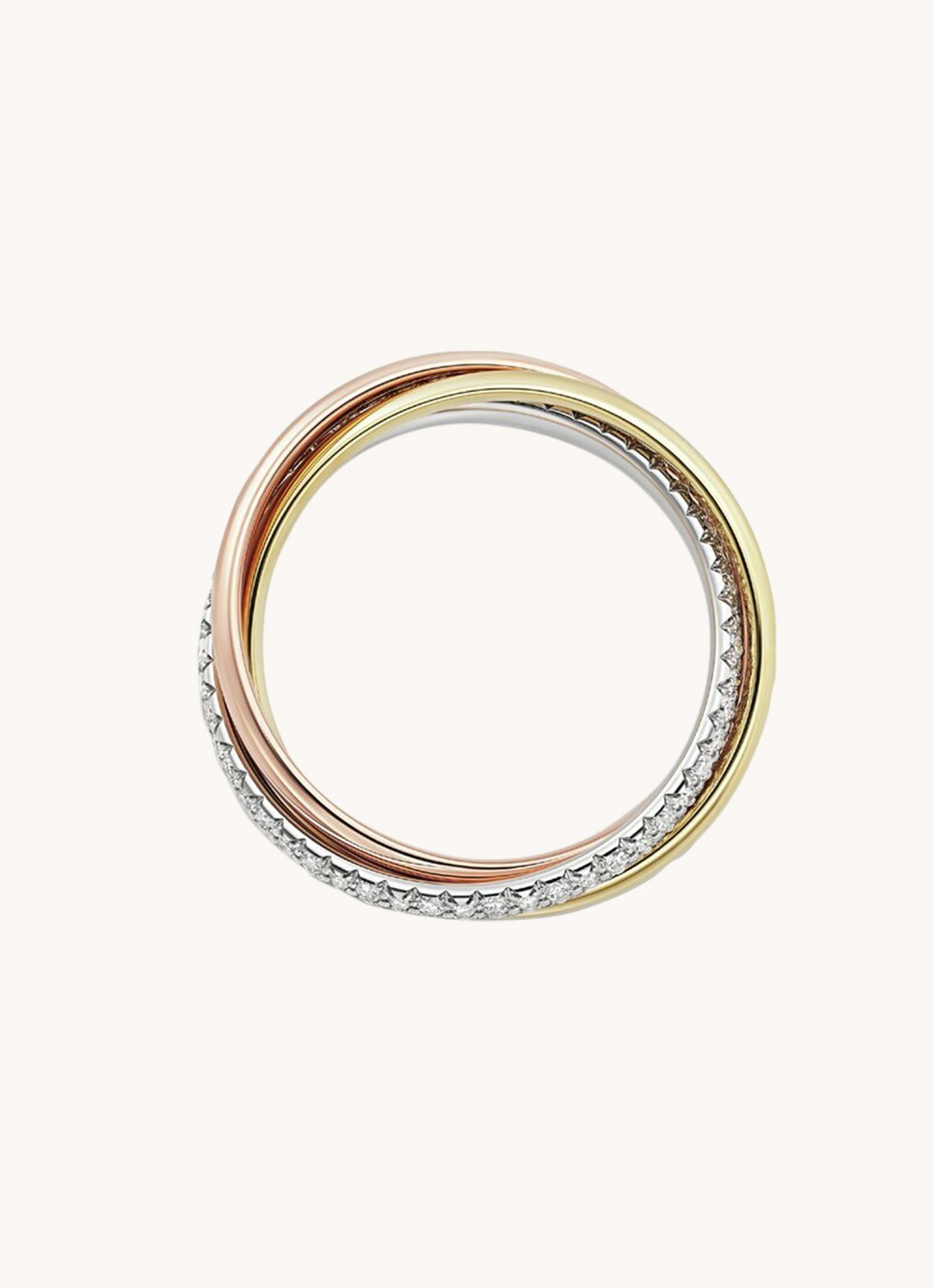Cartier Trinity ring small van 18 karaat rosé-, wit-, en geelgoud met diamant CRB4235900  - detail 4 multicolor