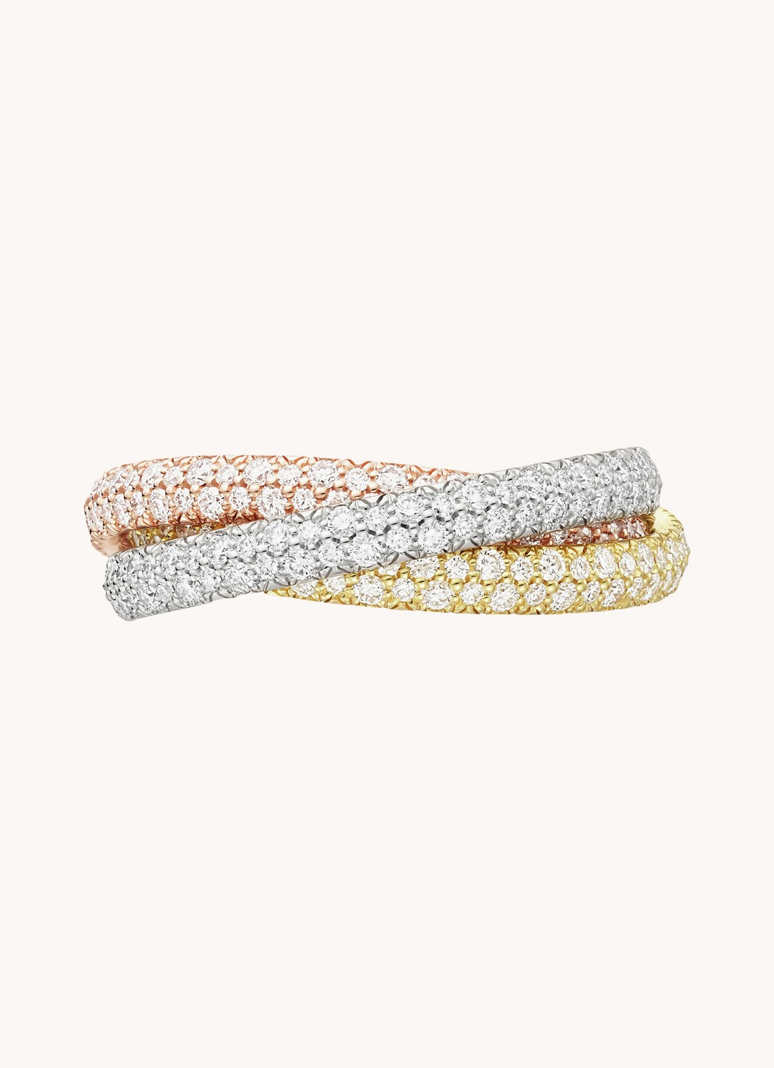 Cartier Trinity ring small van 18 karaat wit-, geel-, en roségoud met diamant CRN4778100  - detail multicolor