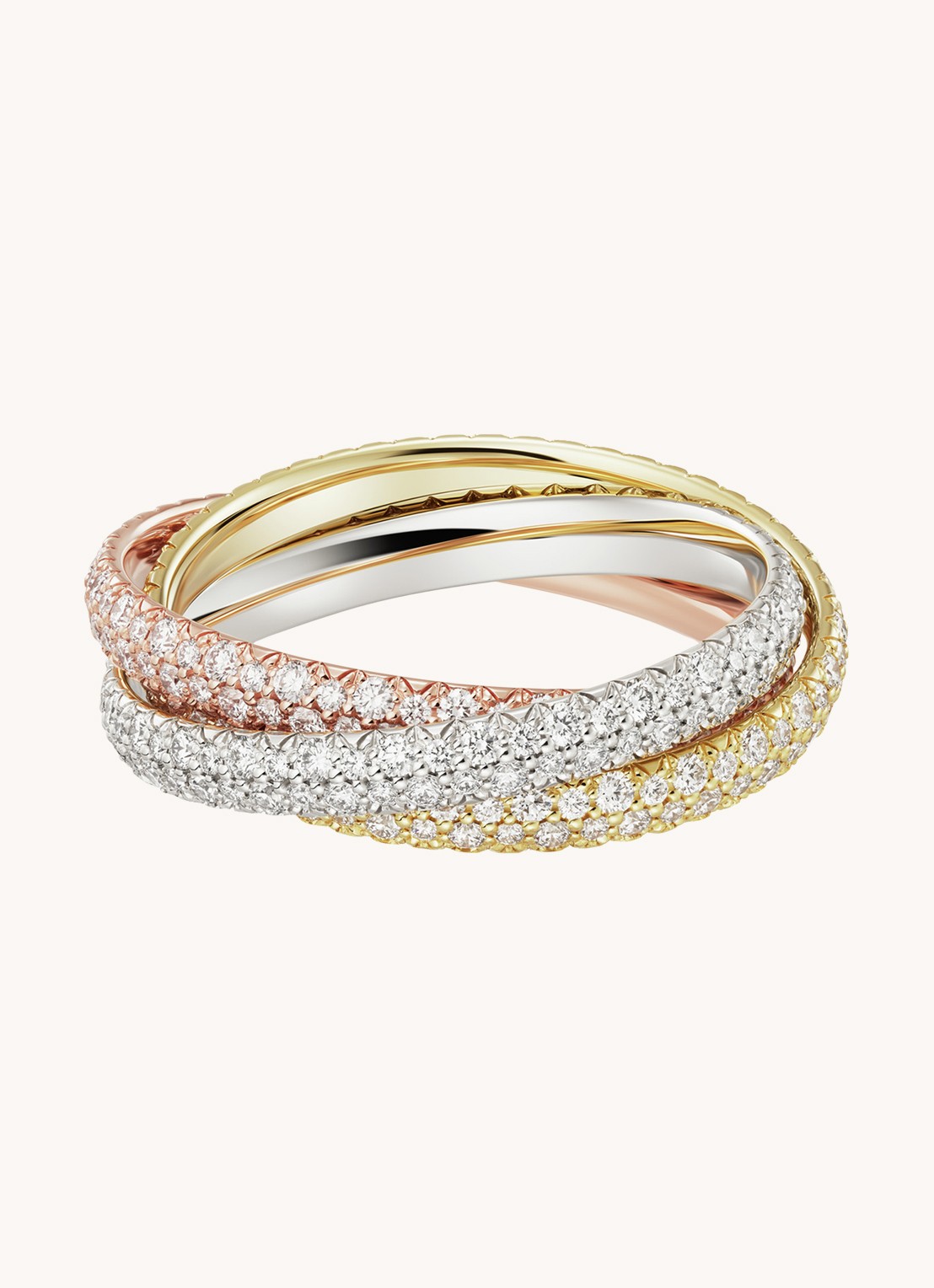 Cartier Trinity ring small van 18 karaat wit-, geel-, en roségoud met diamant CRN4778100  - voorkant 6 multicolor