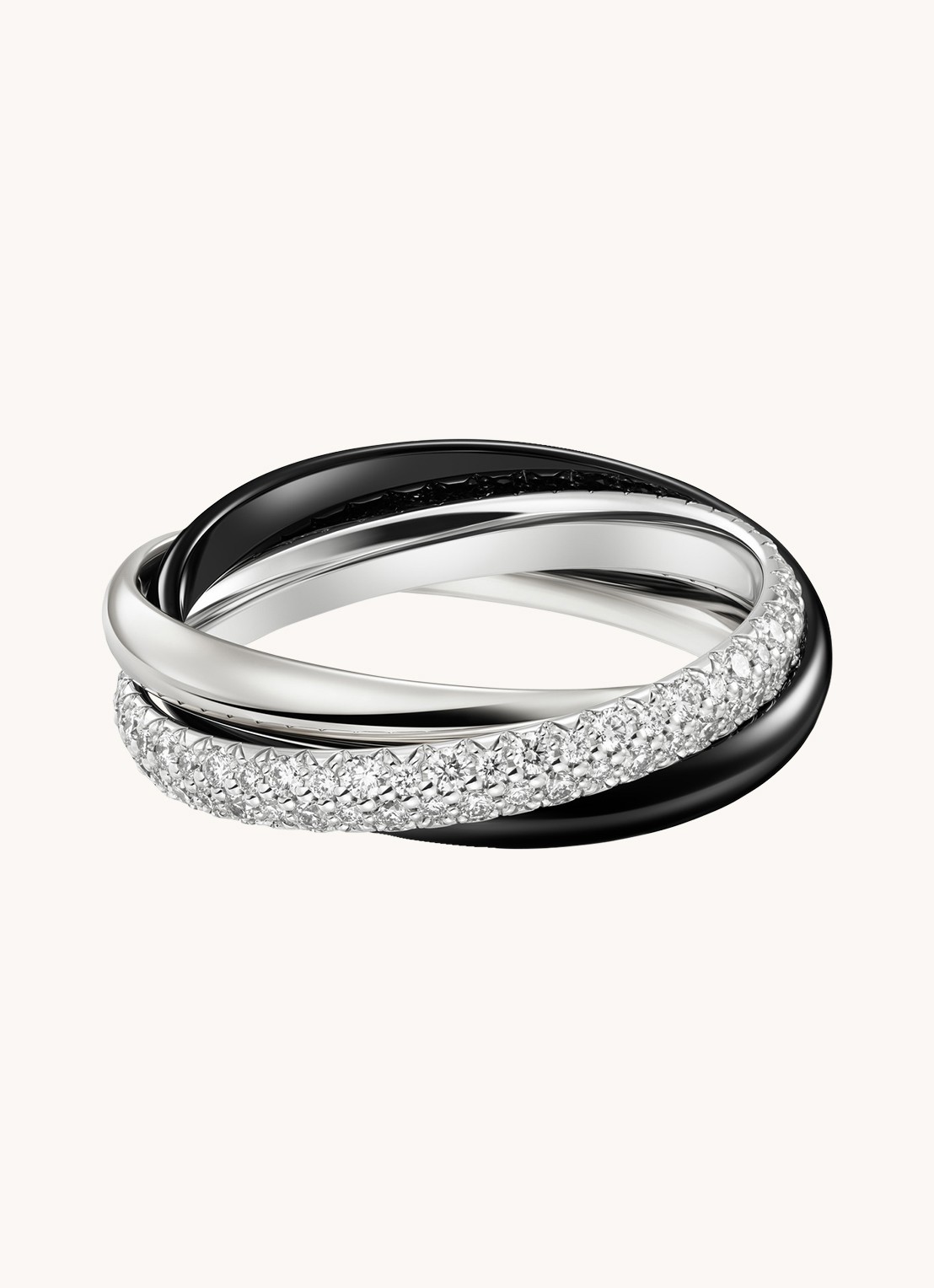 Cartier Trinity ring small van 18 karaat witgoud met diamant CRB4235400 - voorkant witgoud