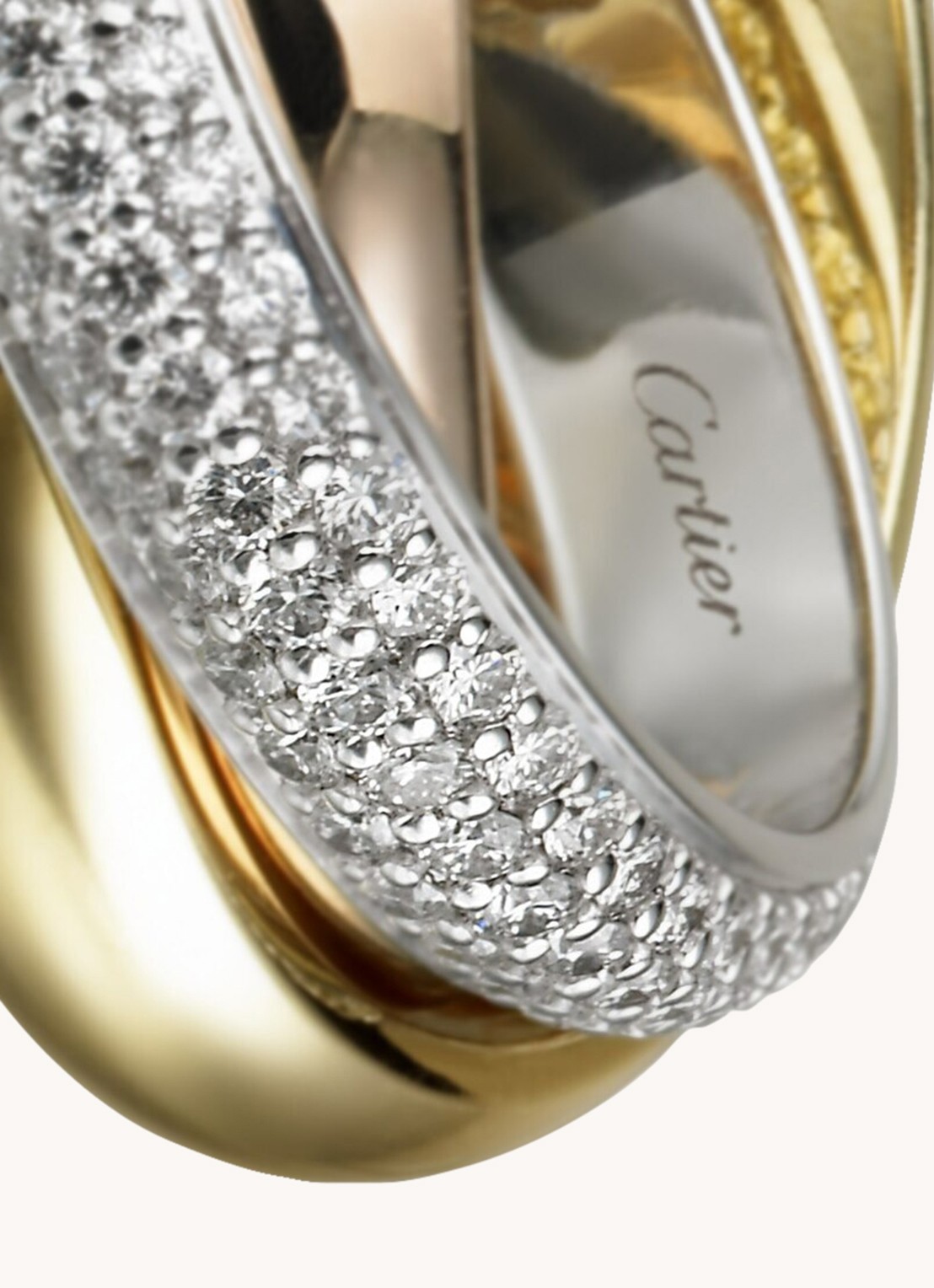 Cartier Trinity ring van 18 karaat wit-, geel- en roségoud met diamant CRB4038900 - detail 5 aluminium