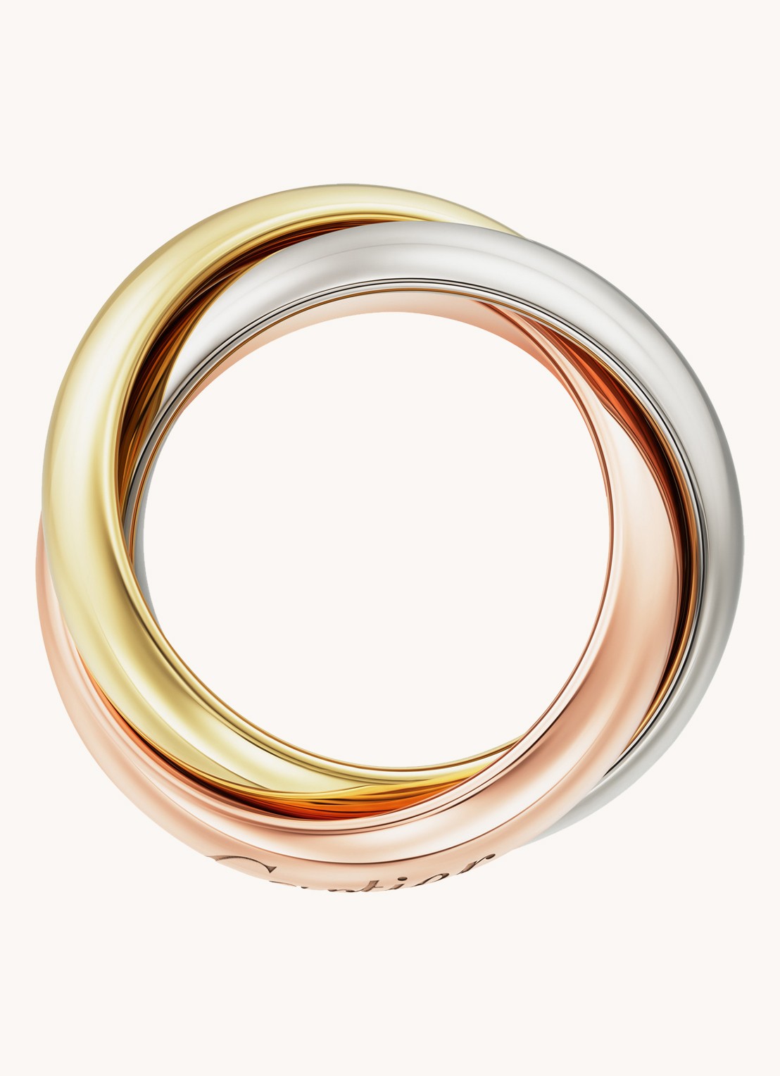 Cartier Trinity XL ring van 18 karaat geel- rosé - en witgoud CRB4239800 - detail 4 goud