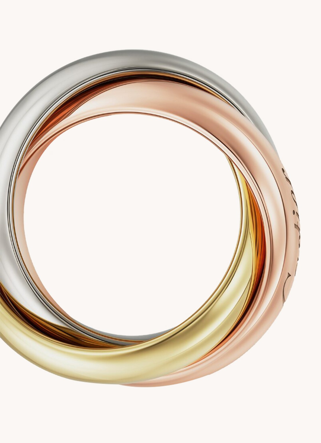 Cartier Trinity XL ring van 18 karaat geel- rosé - en witgoud CRB4239800 - detail 7 goud
