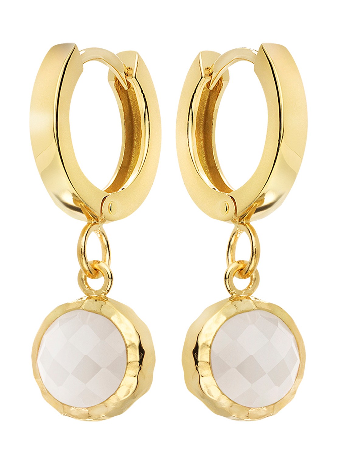Casa Jewelry Amalfi Maansteen oorringen verguld - voorkant goud