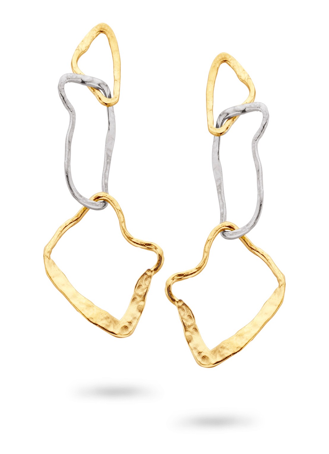 Casa Jewelry Bob Ross Bicolor oorstekers verguld - voorkant goud