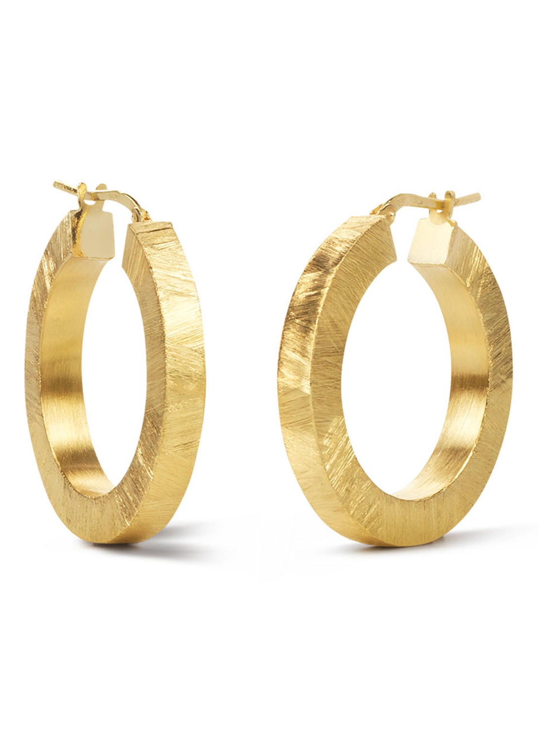 Casa Jewelry Classic Square Satin oorringen verguld - voorkant goud