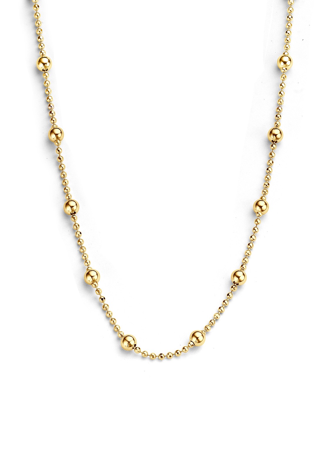 Casa Jewelry Combi Balls ketting verguld met hanger - voorkant geelgoud
