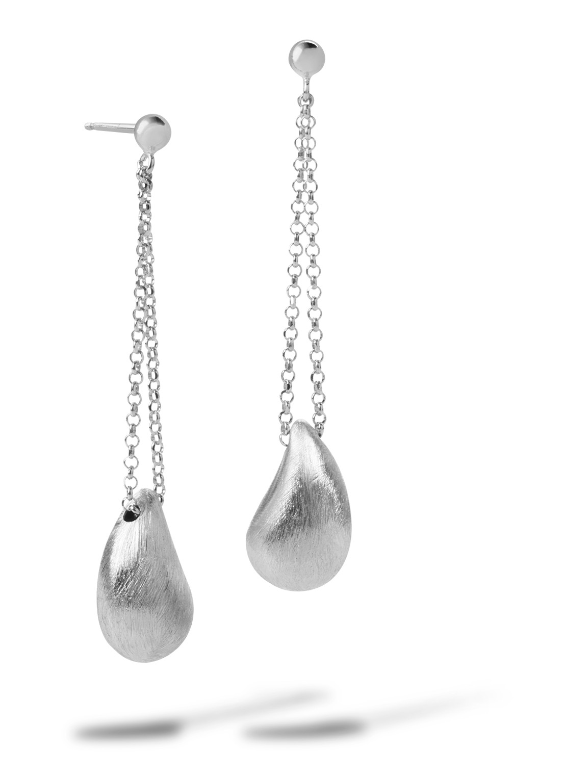 Casa Jewelry Drop Satin oorstekers van zilver - voorkant zilver