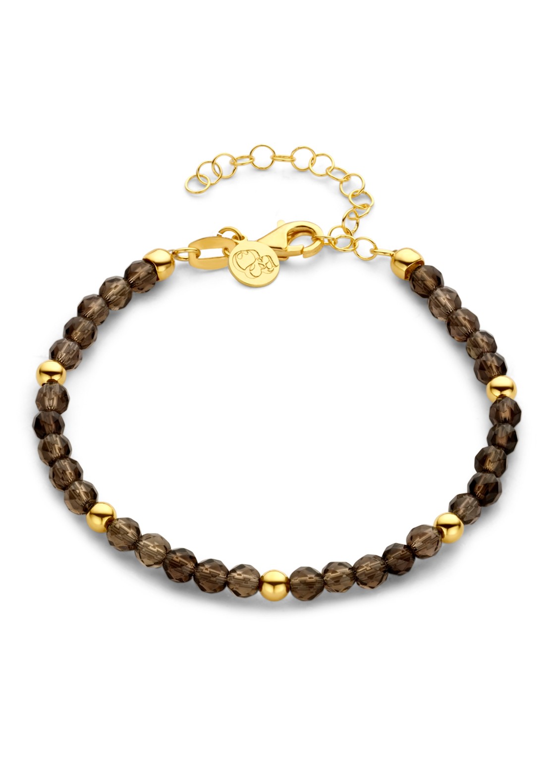 Casa Jewelry Garda Rookkwarts armband verguld - voorkant bruin