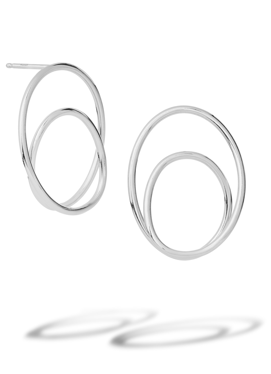 Casa Jewelry Loophole oorstekers van zilver  - voorkant zilver