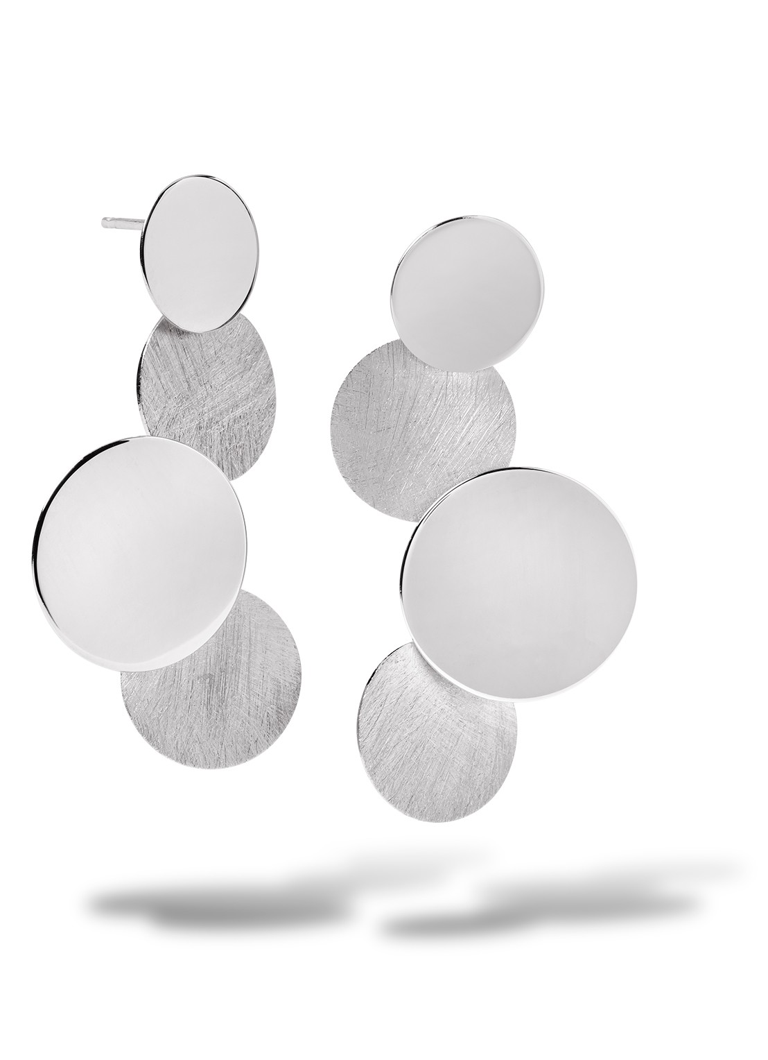 Casa Jewelry Luna Shiny XL oorstekers van zilver - voorkant zilver