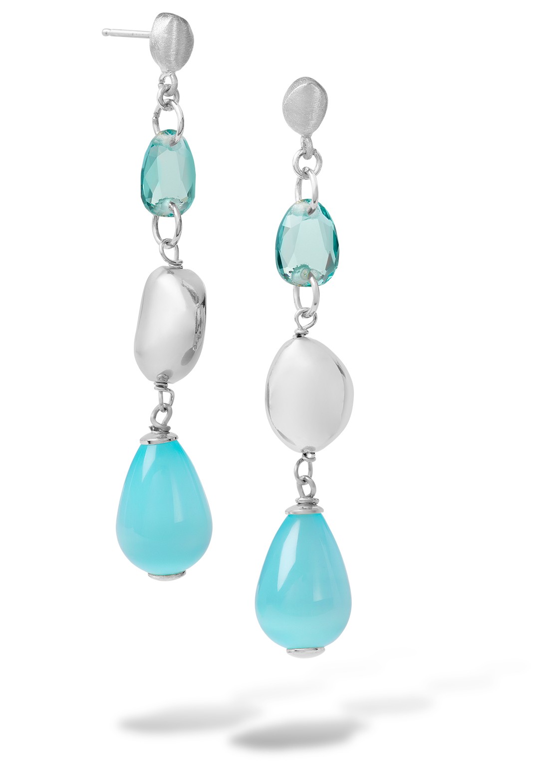 Casa Jewelry Nouveau oorstekers van zilver - voorkant zilver