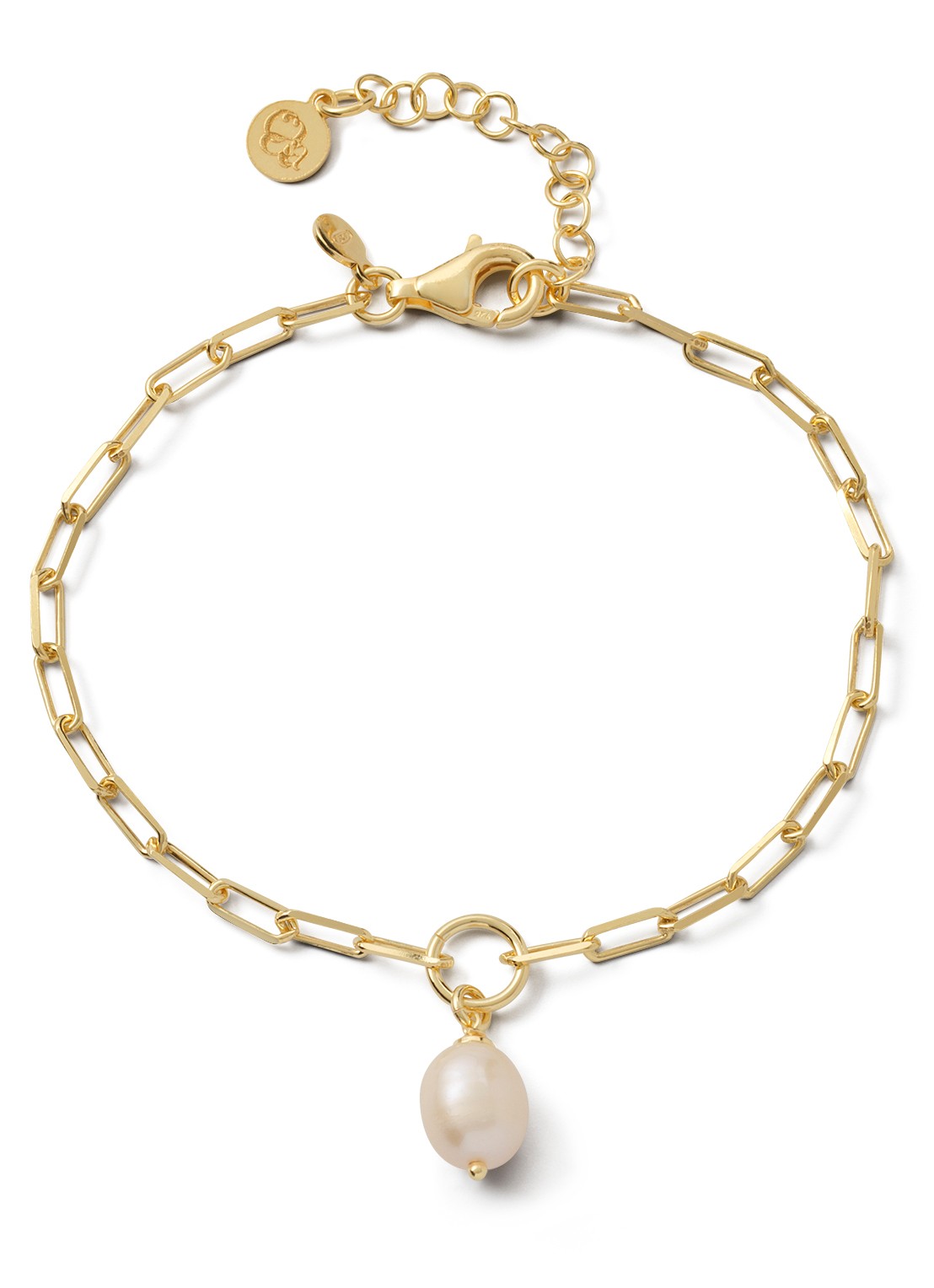 Casa Jewelry Paperclip Pearl armband verguld  - voorkant goud