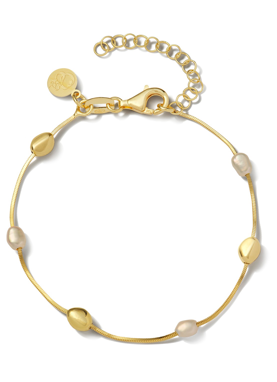 Casa Jewelry Pearly Pebbles armband verguld - voorkant goud
