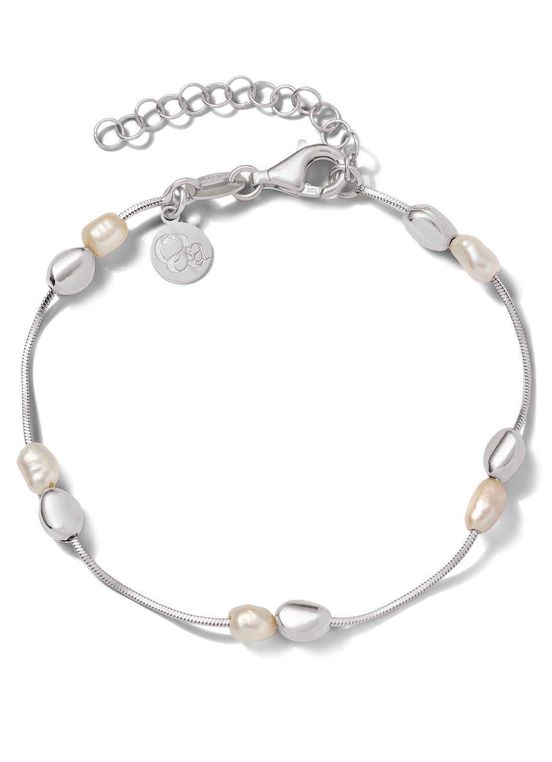Casa Jewelry Pearly Pebbles Duo armband van zilver  - voorkant zilver