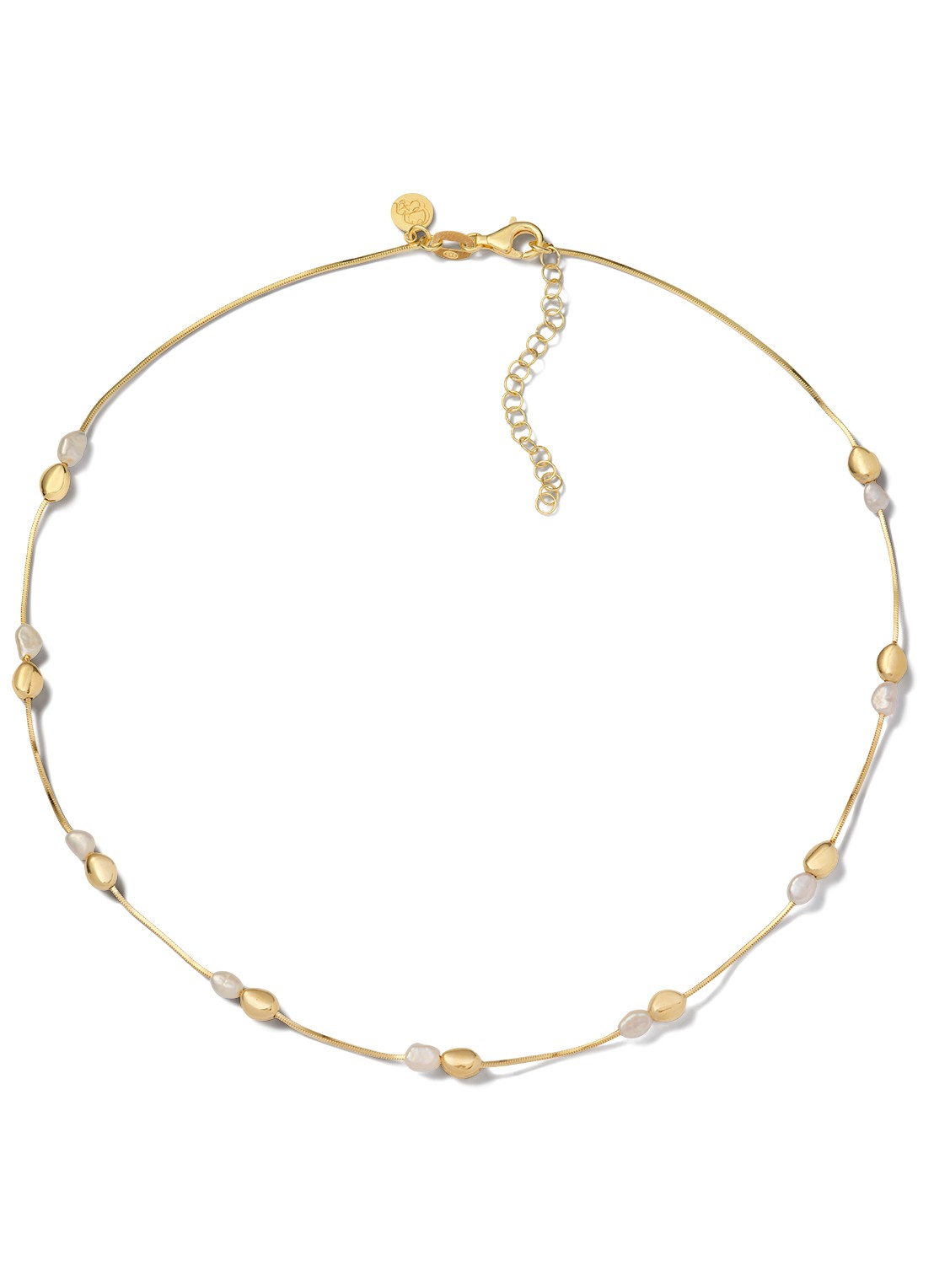 Casa Jewelry Pearly Pebbles Duo ketting verguld - voorkant goud