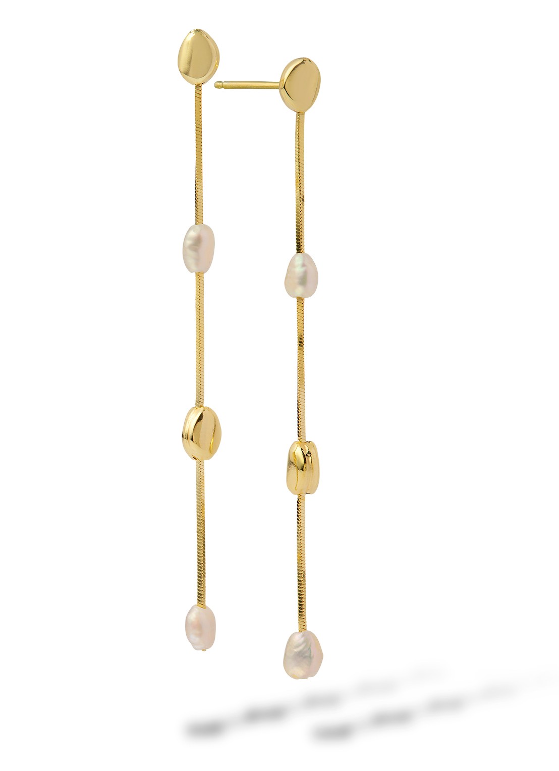 Casa Jewelry Pearly Pebbles oorstekers verguld  - voorkant goud