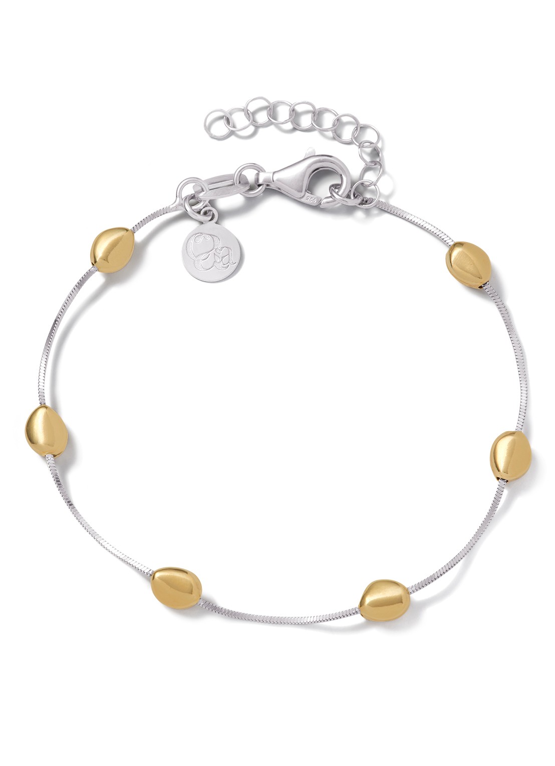 Casa Jewelry Pebbles Bicolor armband van zilver - voorkant zilver