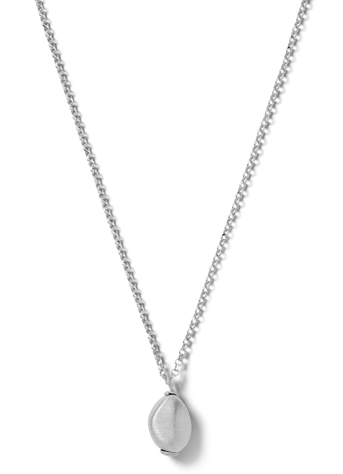 Casa Jewelry Pebbles Max Satin ketting van zilver  - voorkant zilver