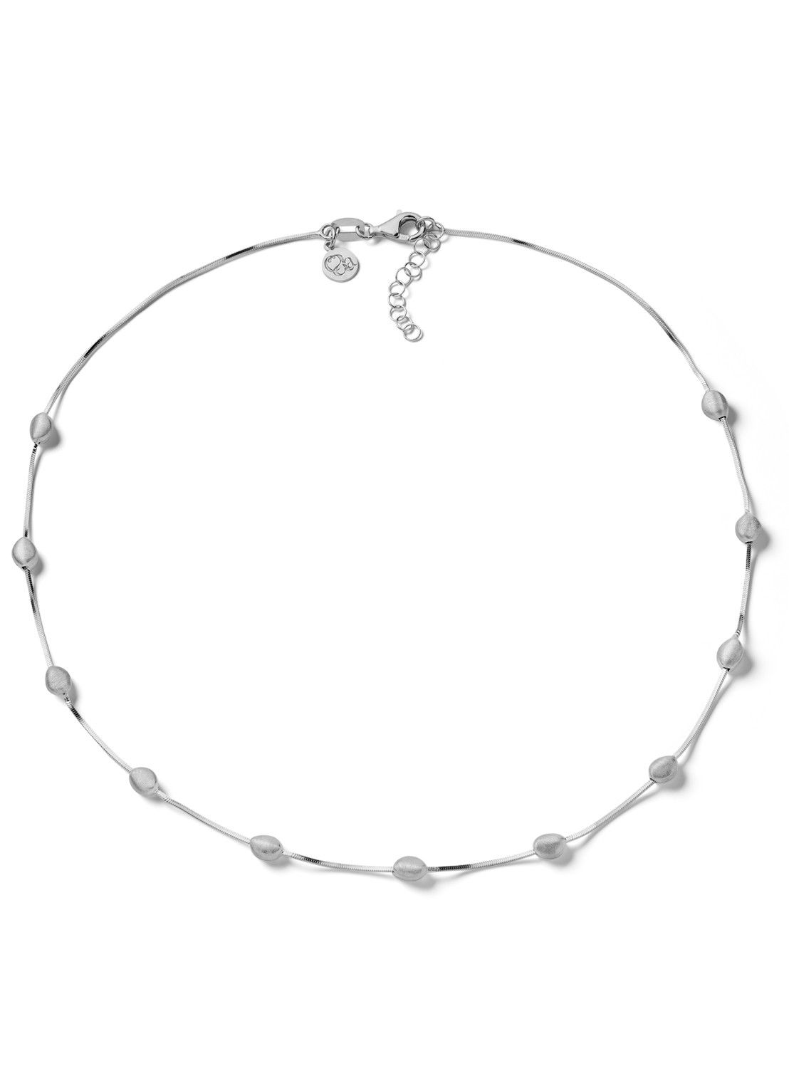 Casa Jewelry Pebbles Satin ketting van zilver  - voorkant zilver