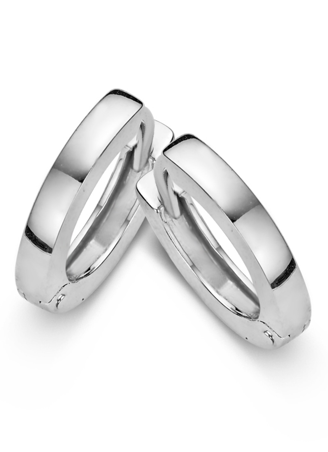 Casa Jewelry Plain Square oorringen van zilver - voorkant zilver