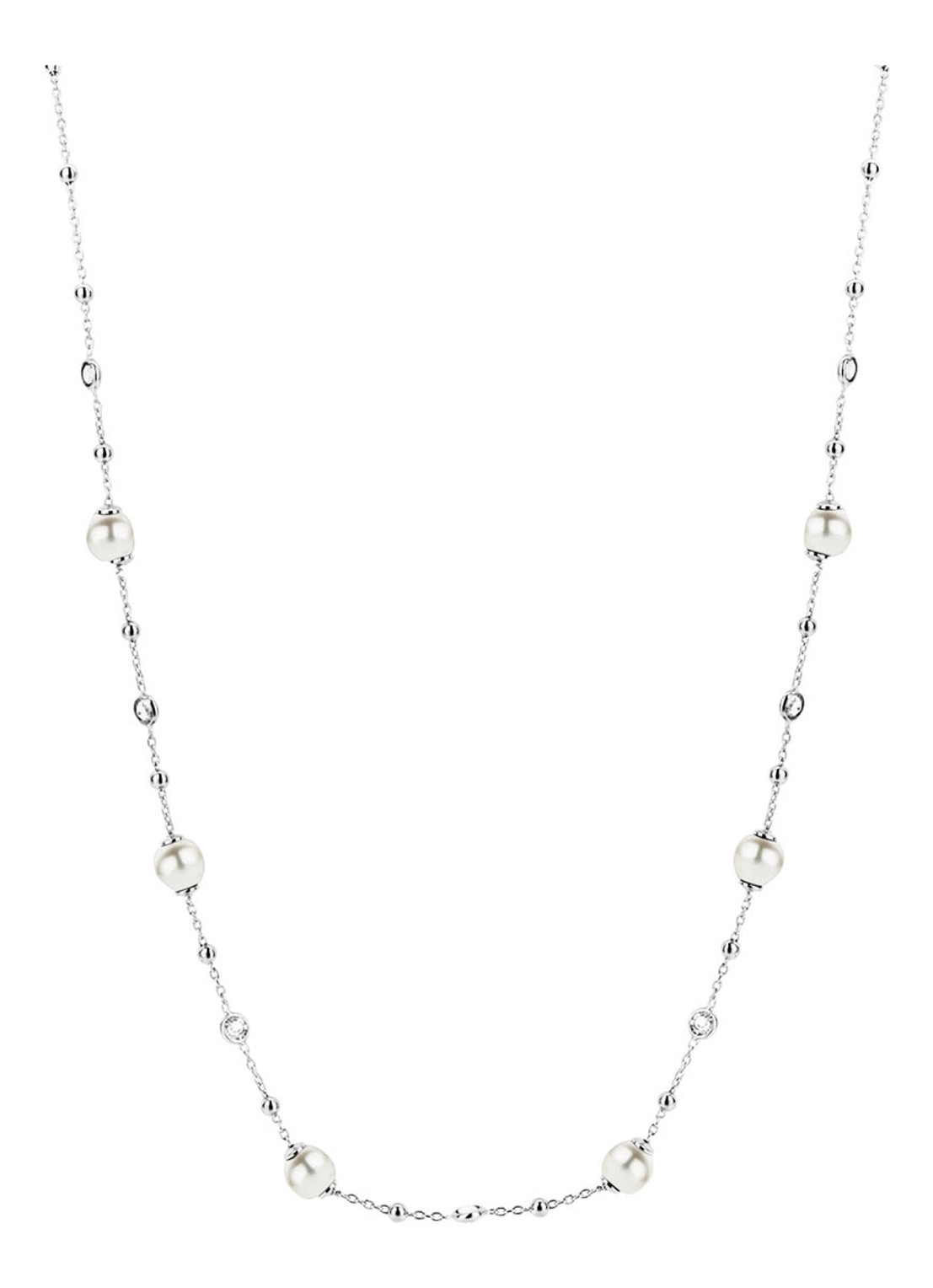 Casa Jewelry Pruts ketting van zilver met parel - voorkant zilver