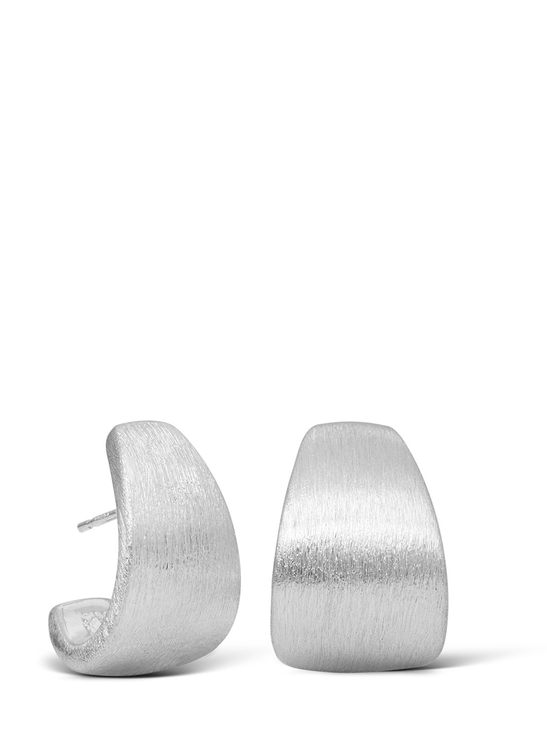 Casa Jewelry Taps Max Satin oorstekers van zilver - voorkant zilver