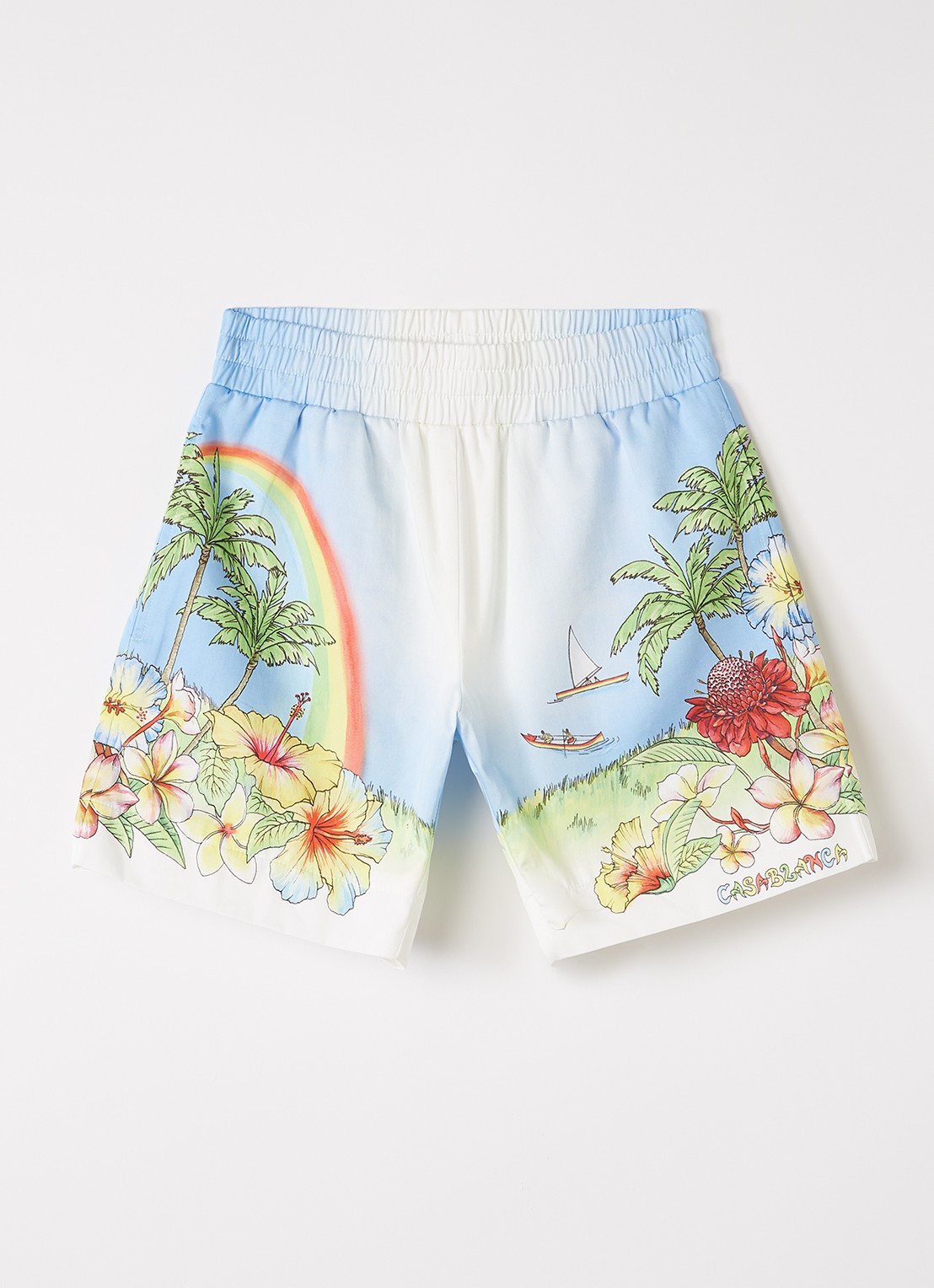 Casablanca Aloha loose fit korte broek met print - voorkant lichtblauw