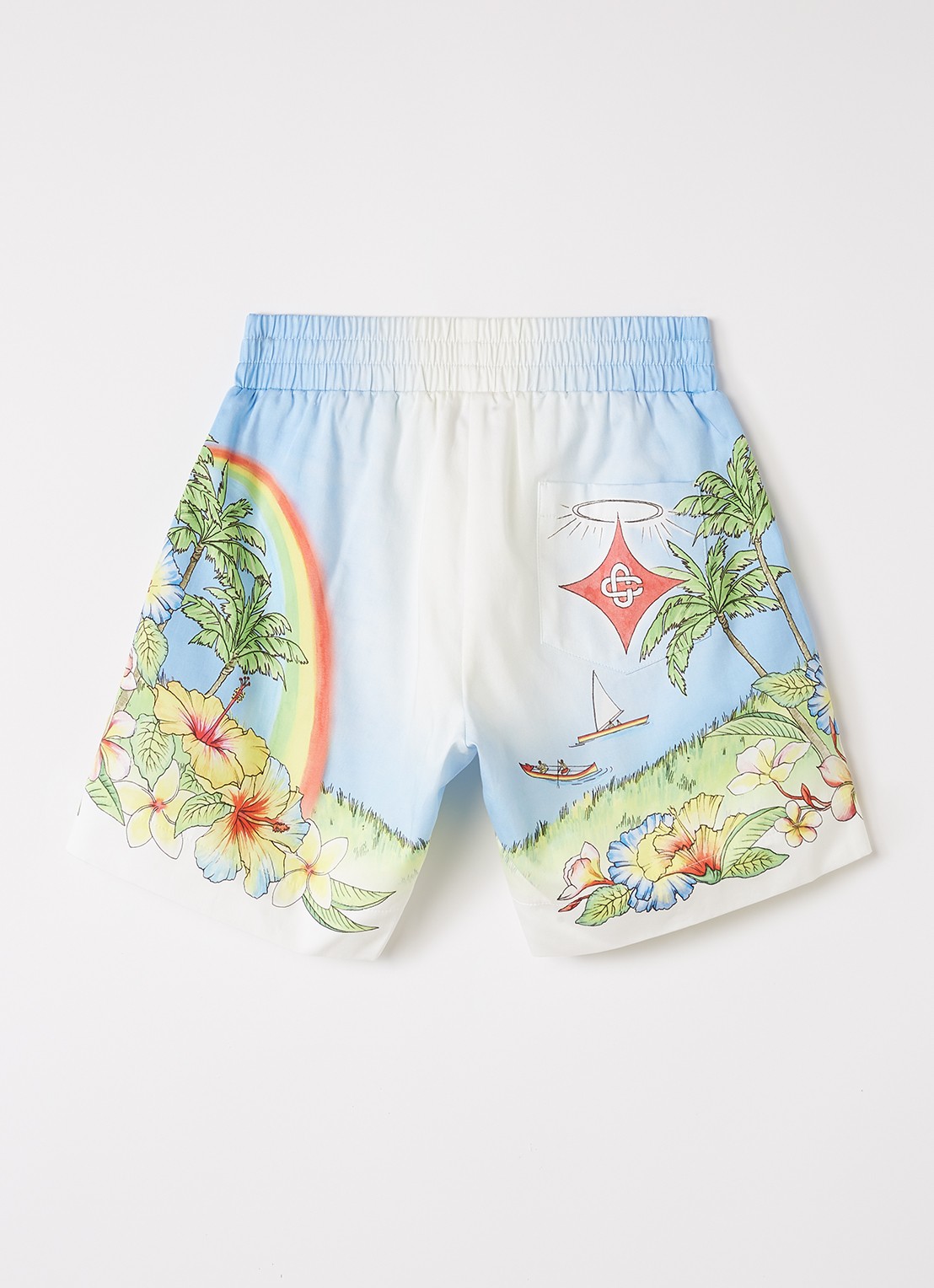 Casablanca Aloha loose fit korte broek met print - voorkant 2 lichtblauw