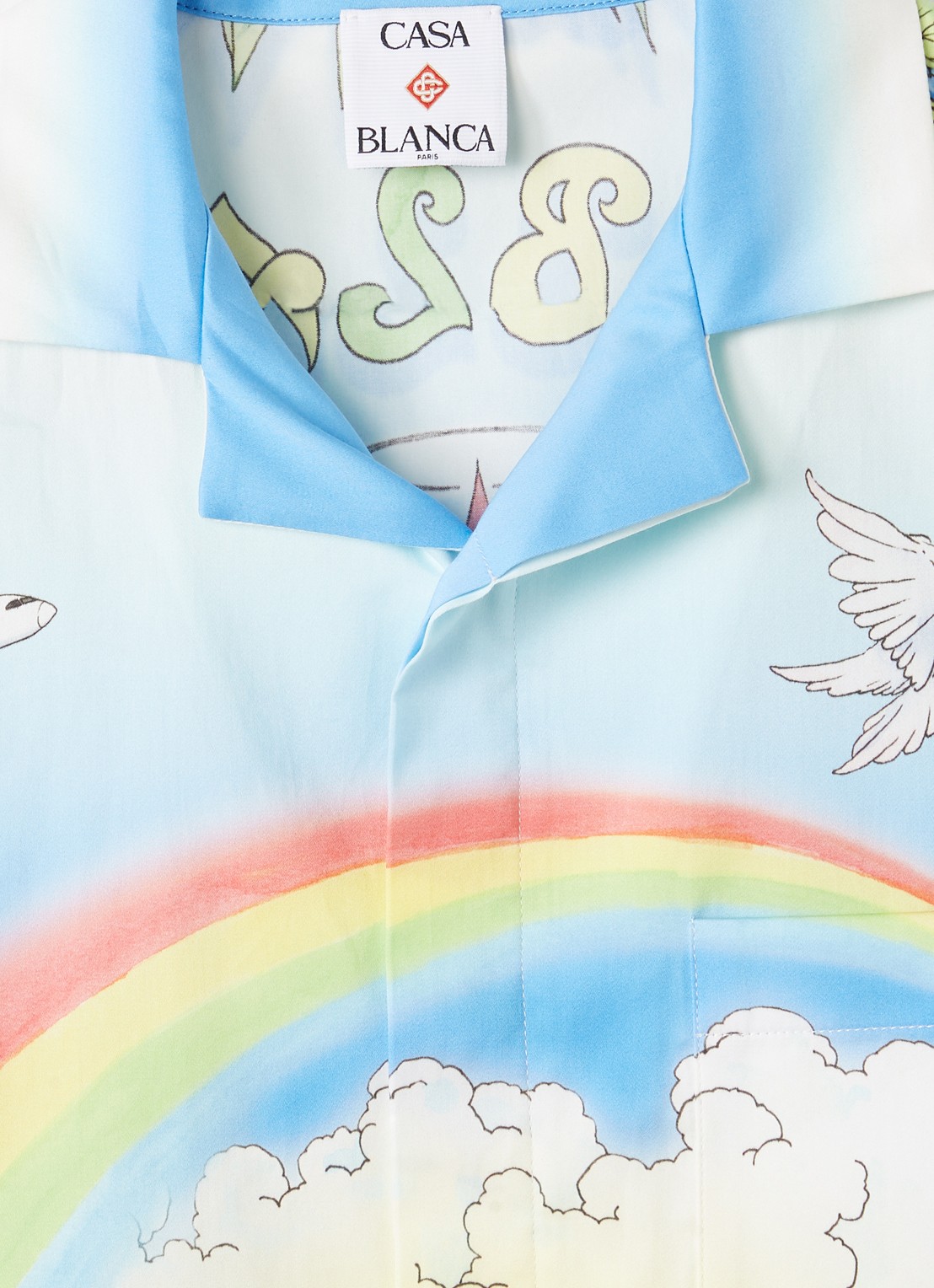 Casablanca Aloha overhemd met borstzak en print - detail ivoor