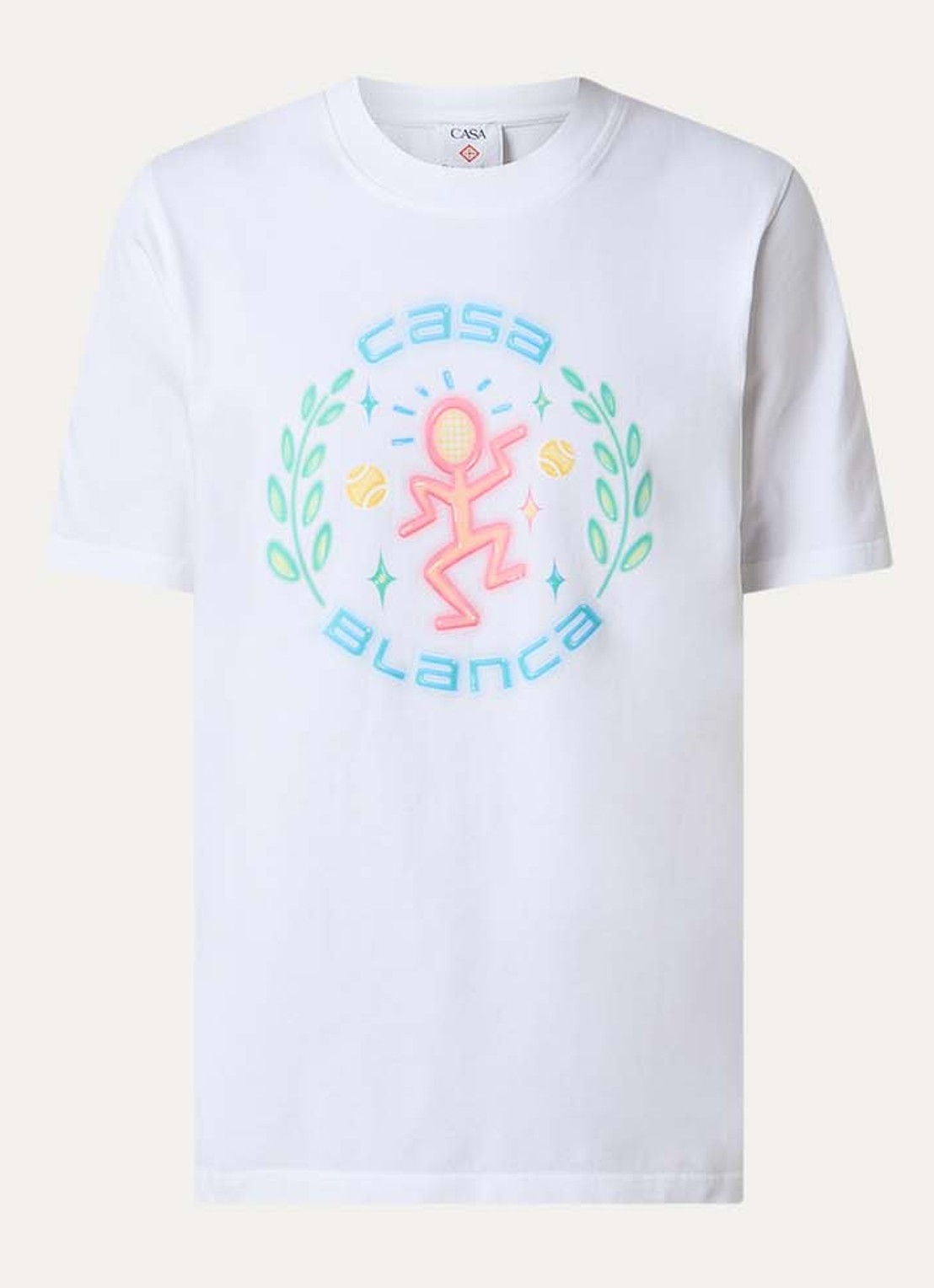 Casablanca Dance Joy T-shirt met logoprint - voorkant 2 gebroken wit