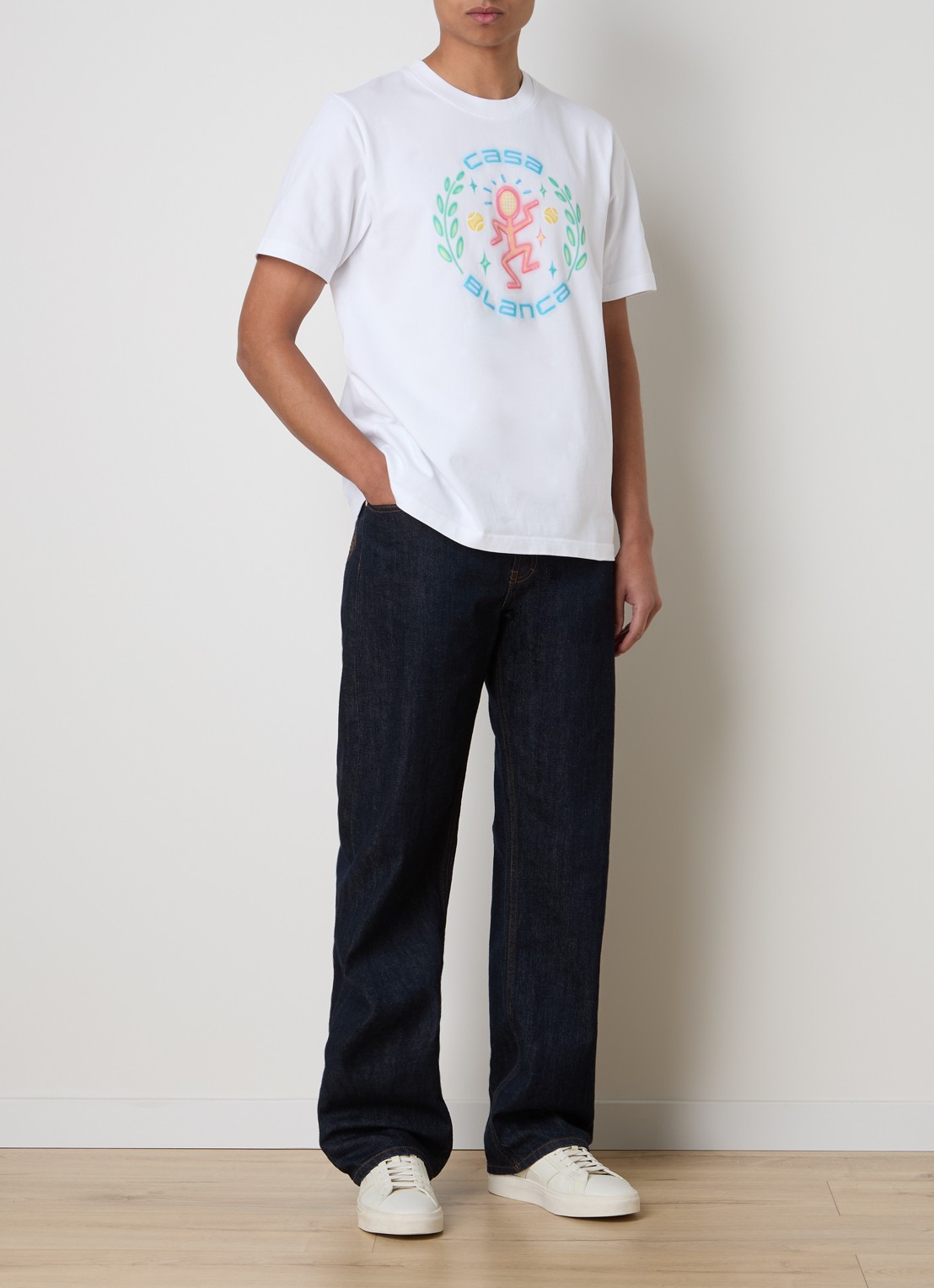Casablanca Dance Joy T-shirt met logoprint - voorkant 3 gebroken wit