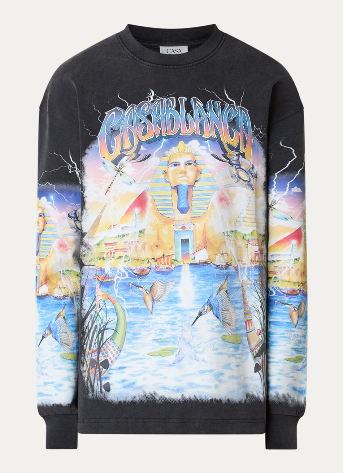 Casablanca Egypt As It Was longsleeve met logoprint - voorkant zwart