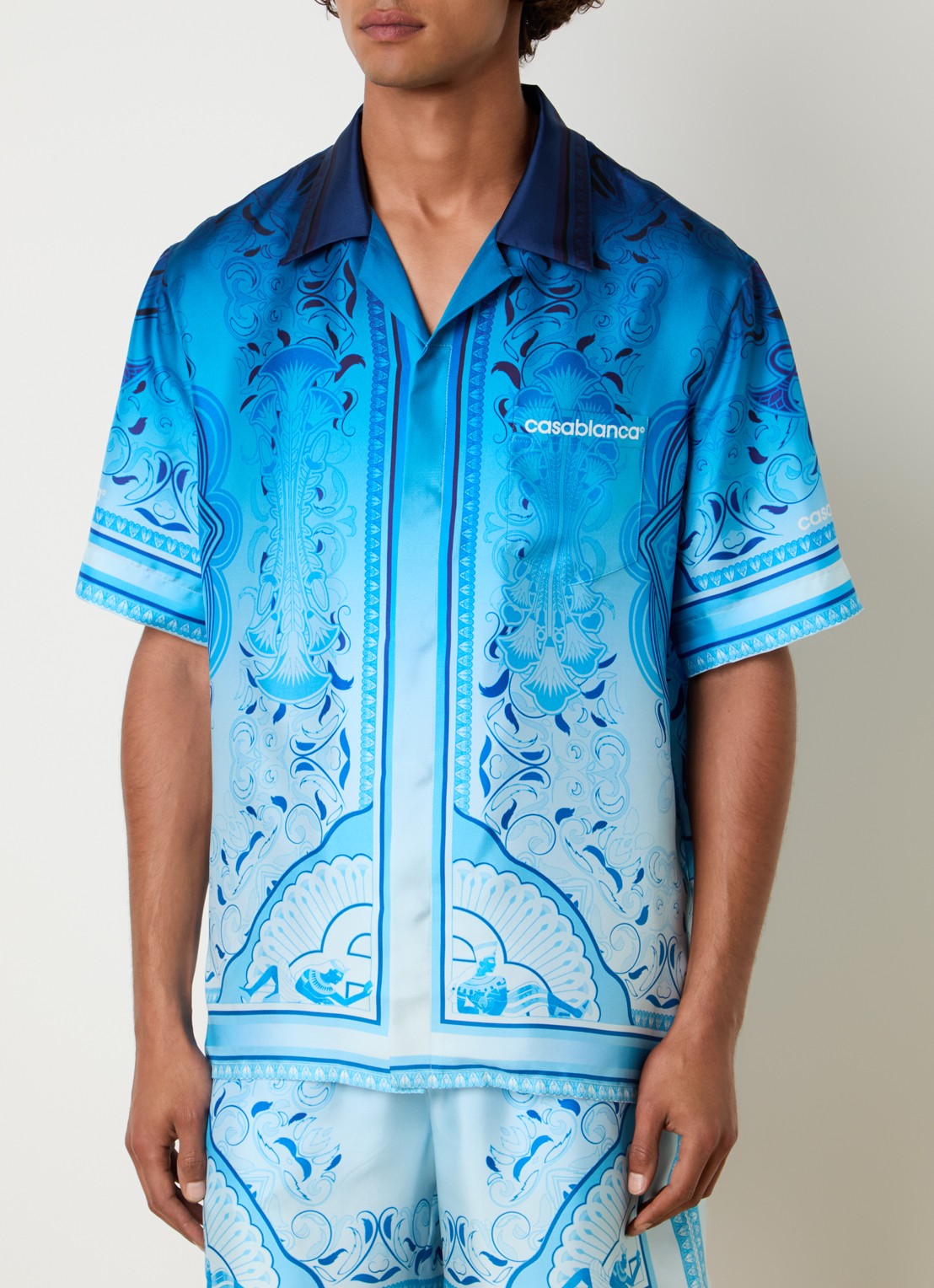 Casablanca Egyptian regular fit overhemd met print - detail 4 blauw