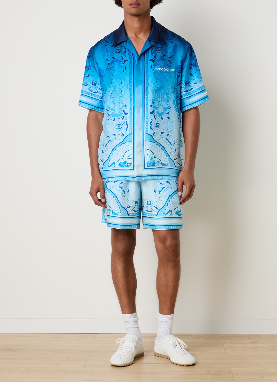 Casablanca Egyptian regular fit overhemd met print - voorkant 2 blauw