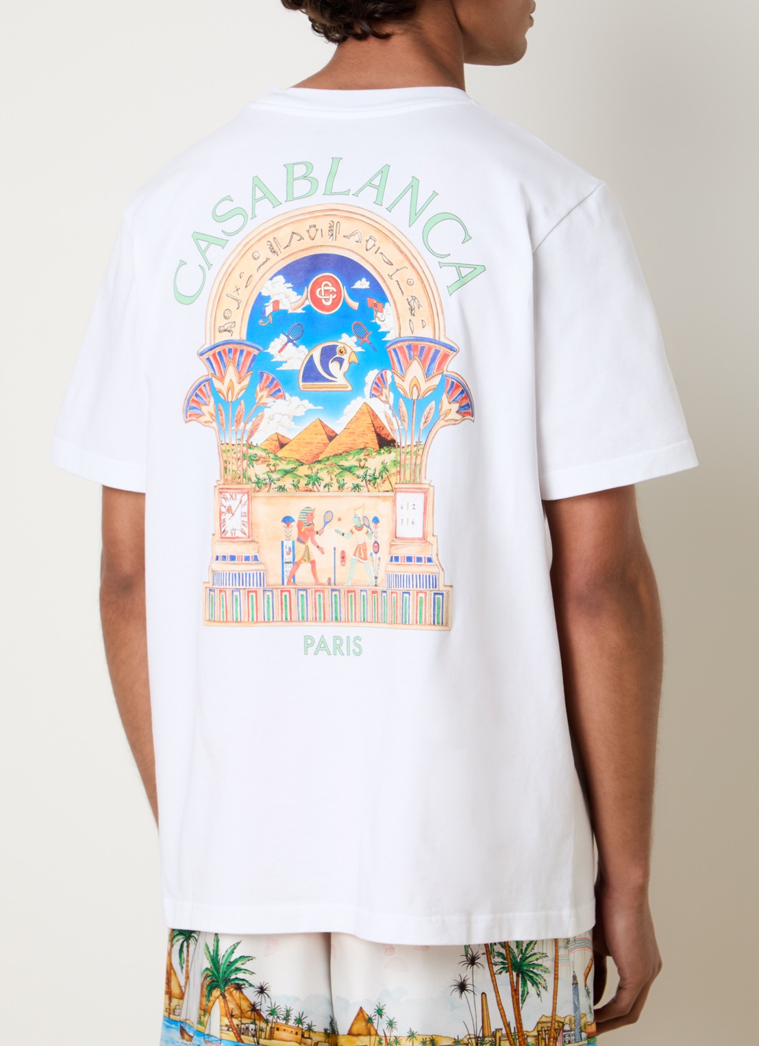 Casablanca Egyptian T-shirt met logo- en backprint - detail 3 wit