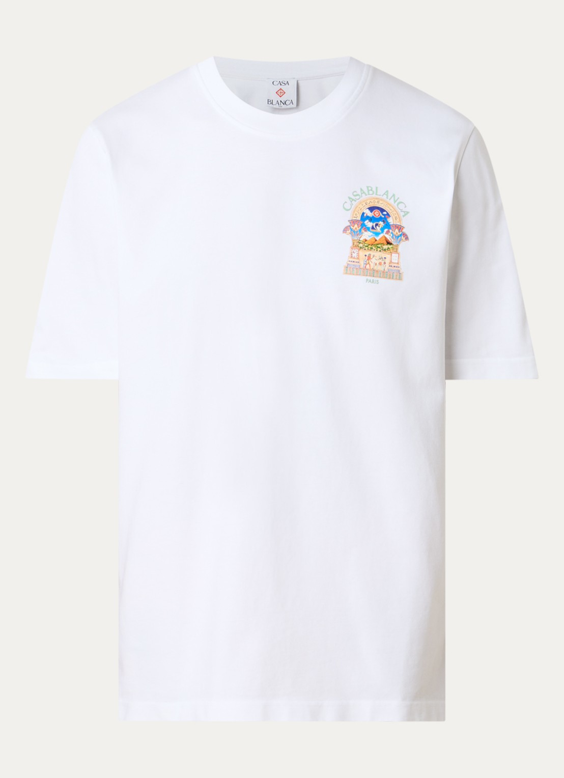 Casablanca Egyptian T-shirt met logo- en backprint - voorkant wit