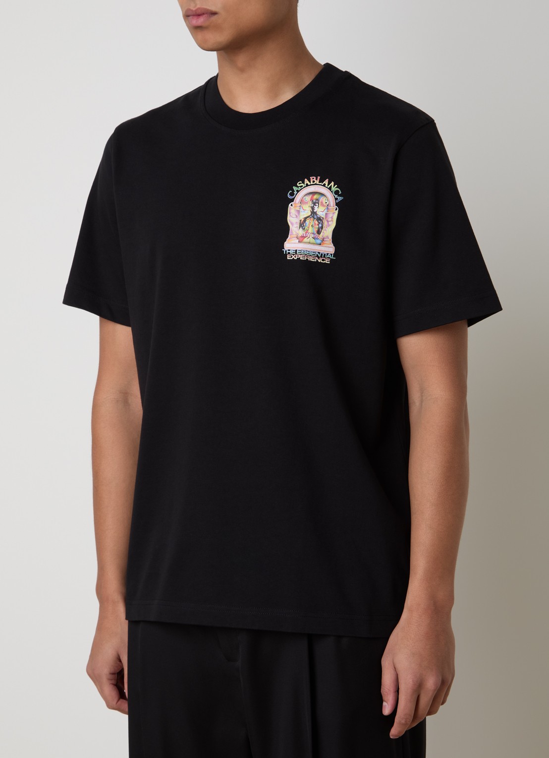 Casablanca Essential T-shirt met logo- en backprint - detail 2 zwart
