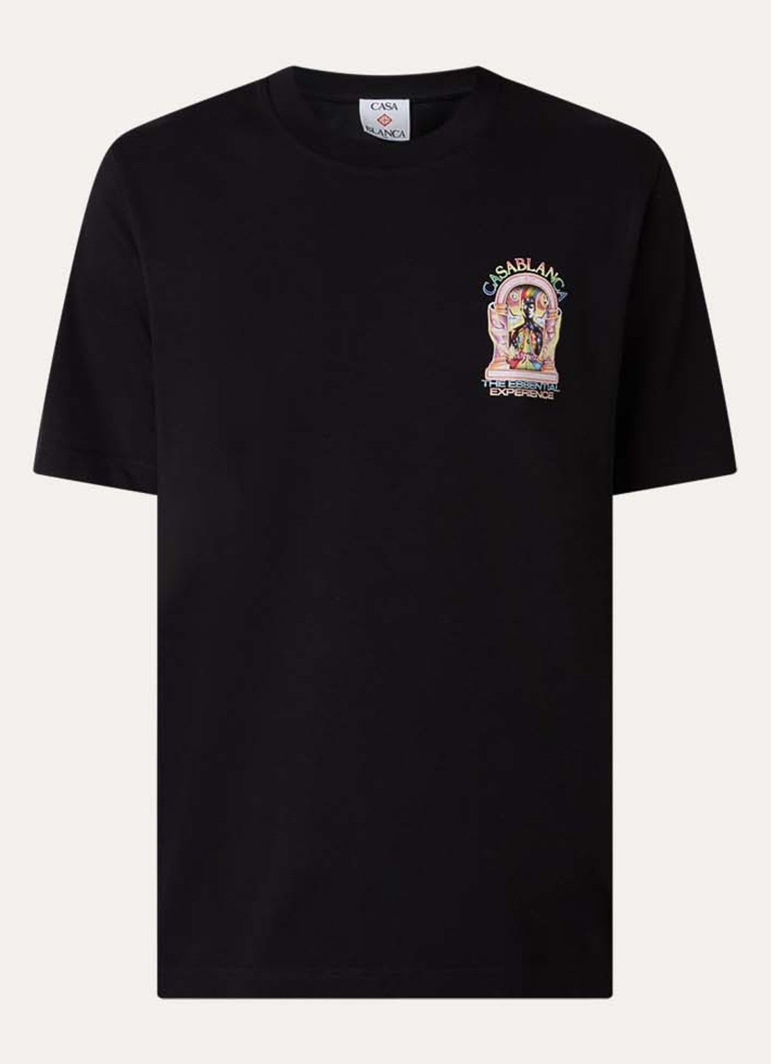 Casablanca Essential T-shirt met logo- en backprint - voorkant 4 zwart