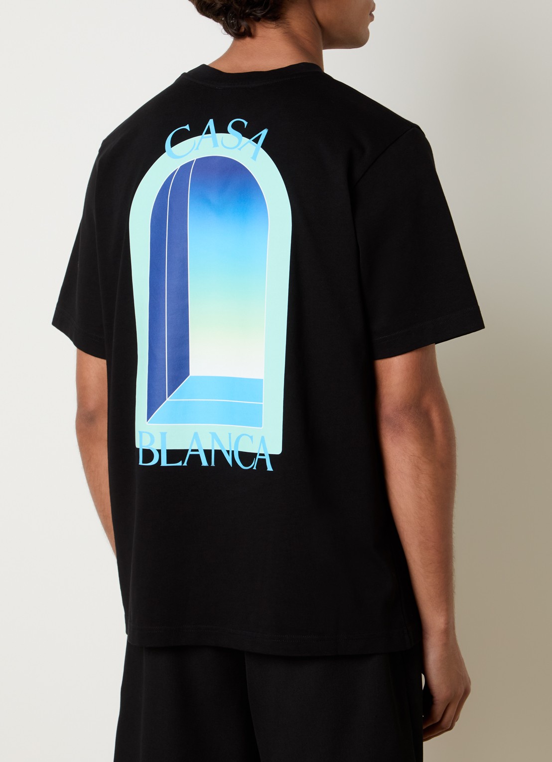 Casablanca Gradient T-shirt met logo- en backprint - detail 4 zwart