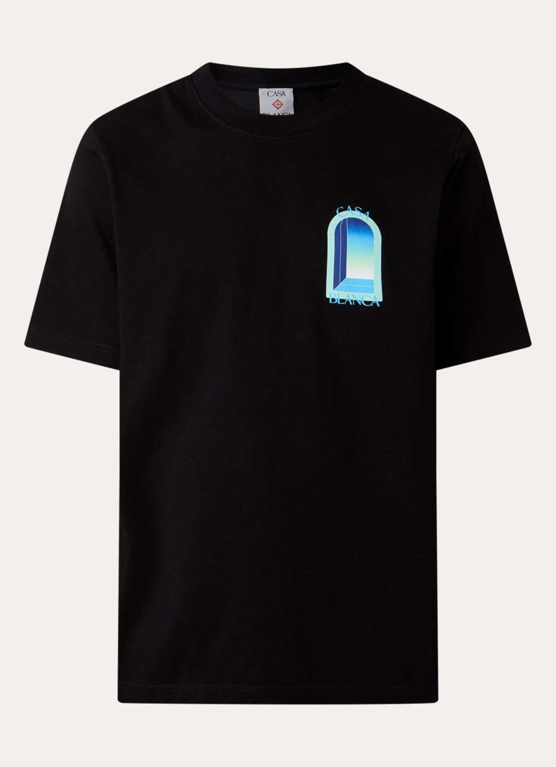 Casablanca Gradient T-shirt met logo- en backprint - voorkant zwart